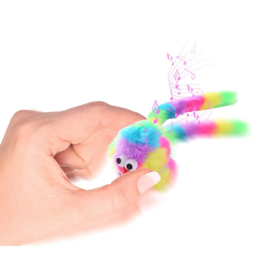 Mouse-shaped Big Eyed Mouse Cat Toy Bite Resistant Rainbow Color Squeaky Cat Toys Cat Teeth Grinding Toys Plush