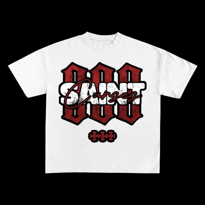 

American fashion brand street retro letter cotton oversized casual short-sleeved T-shirt round neck half-sleeved top T-shirt