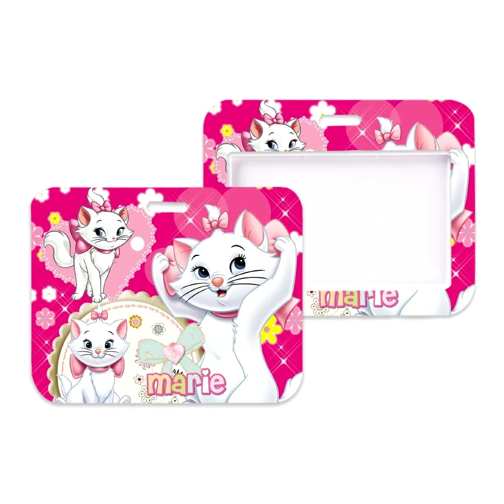 Porte-cartes Disney Marie pour filles et enfants, porte-clés étudiant, sangle de téléphone portable de gym, porte-badge horizontal, ULpendentif, bloc gratuit