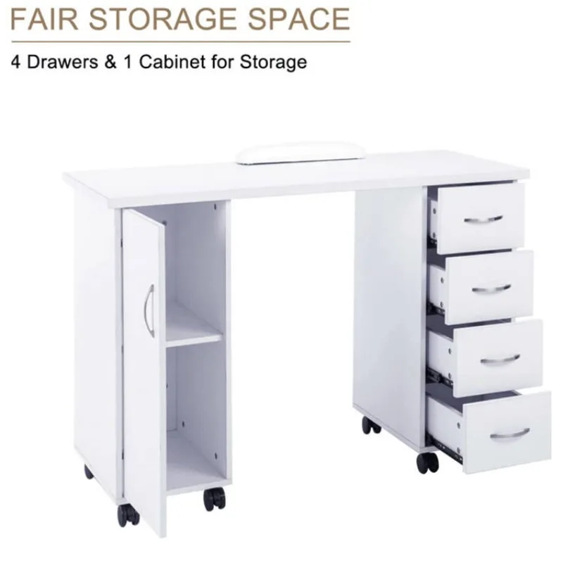 High Quality MDF Material Nail Art Table Manicure Table with Dust Collector White Color Vacuum Cleaner Dusts Extractor Salon