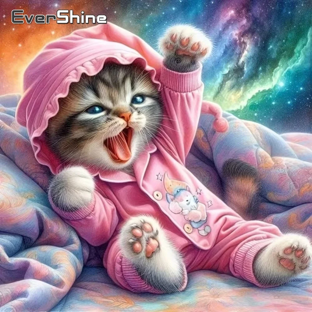 

EverShine New Arrival Diamond Painting Cat Animal Embroidery Pattern for Adults Beginners Diamond Mosaic Cartoon DIY Wall Art