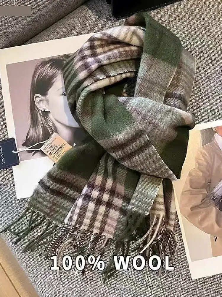 وشاح من الصوف 100% 70.87 * 12.6 بوصة وشاح شتوي دافئ ومقاوم للرياح أنيق وعصري غير قابل للتمدد متعدد الوظائف