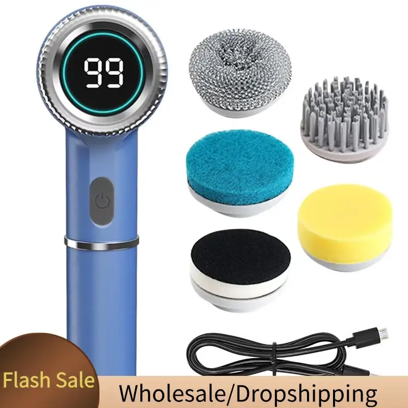 

BAAD Handheld Electric Spin Scrubber With 5 Replaceable Brush Heads Spinning Brush Spinning Brush For Tiles Glass