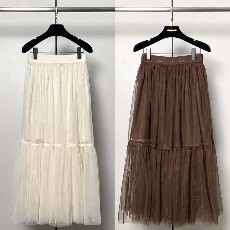 

Spring Summer 2024 New Sle Sweet Multi-Layered Tulle Skirt High Waist Versatile Midi f Skirt Faionable Ele Design
