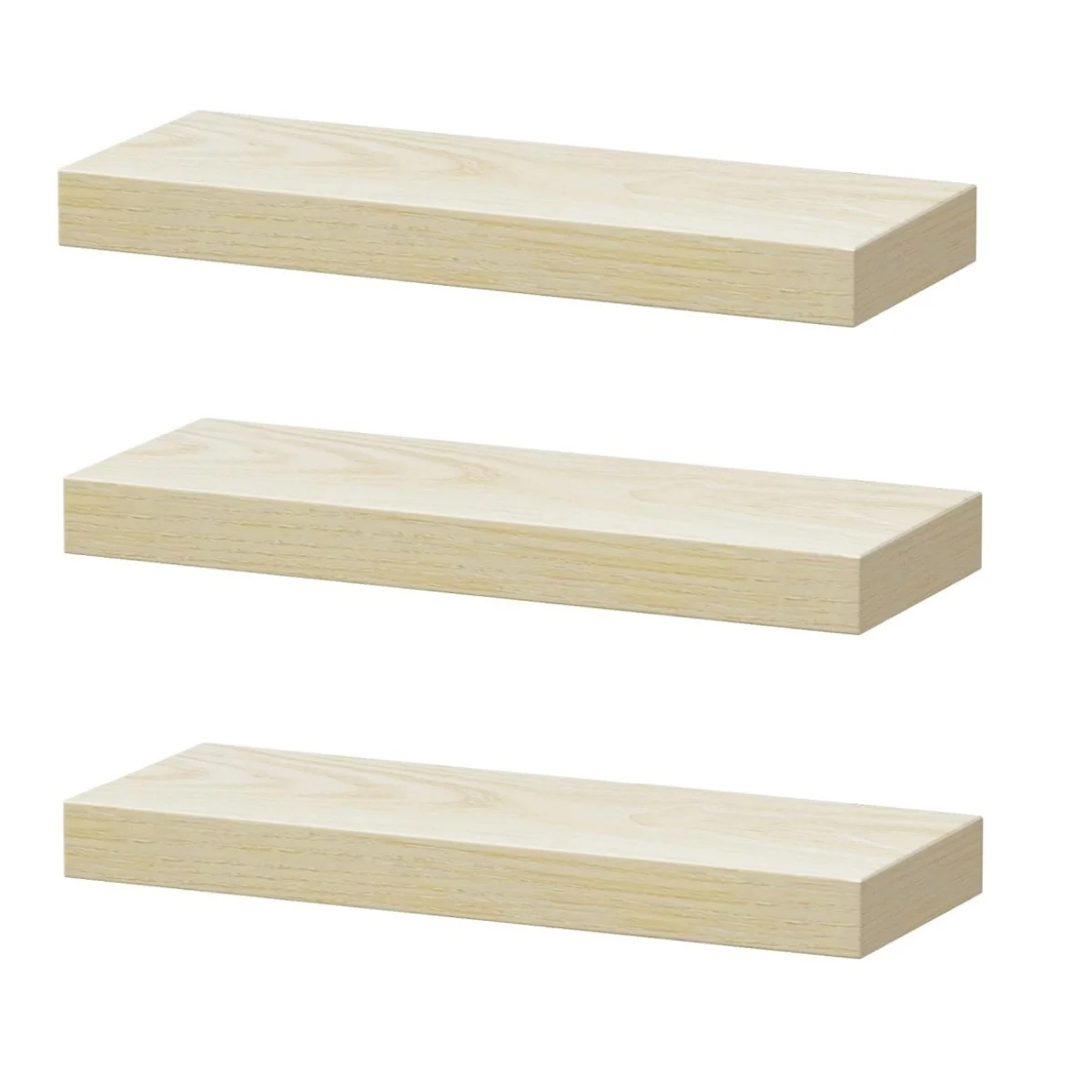 3-Piece Set Wall-Mounted Floating Shelves,White/Oak Color,Capacity for Bathroom Living Room Bedroom Minimali