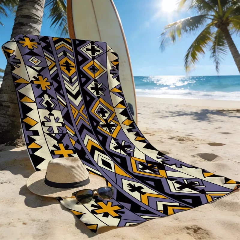 Boho Trendy Ethnic Geometric Beach Towel Sand Free Quick Beach Blanket Summer Beach Yoga Camping Travel