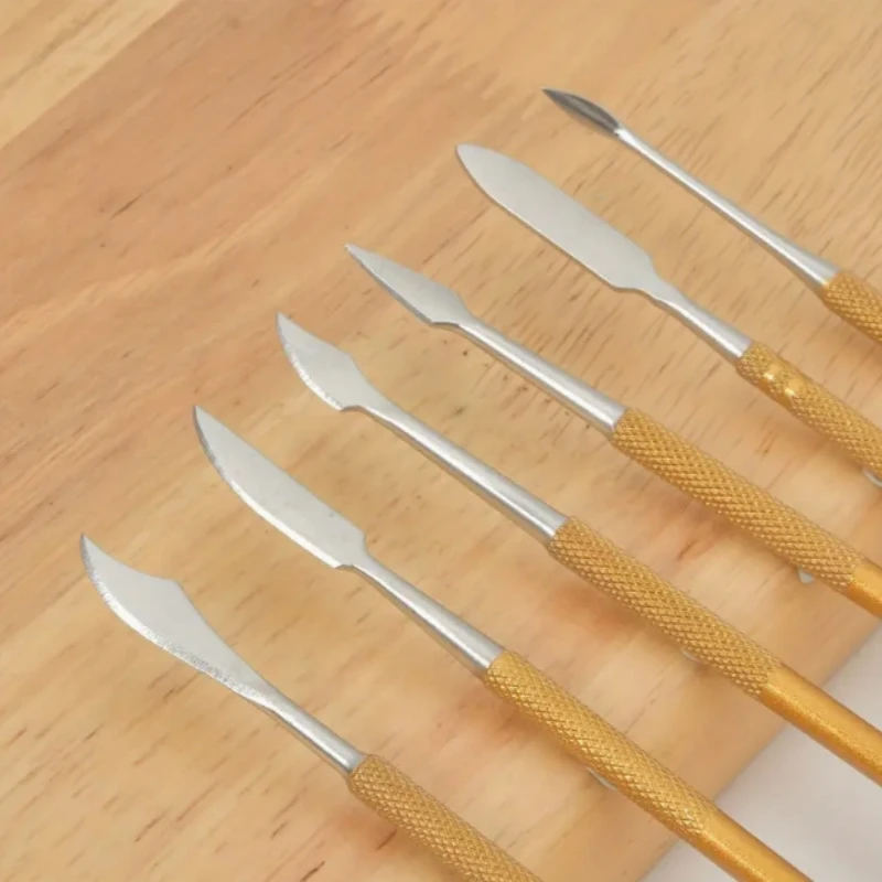 10pcs Dental Plaster Spatula Mixing Knife Practical Stainless Steel Versatile Teeth Wax Carving Tool Set Double Ends