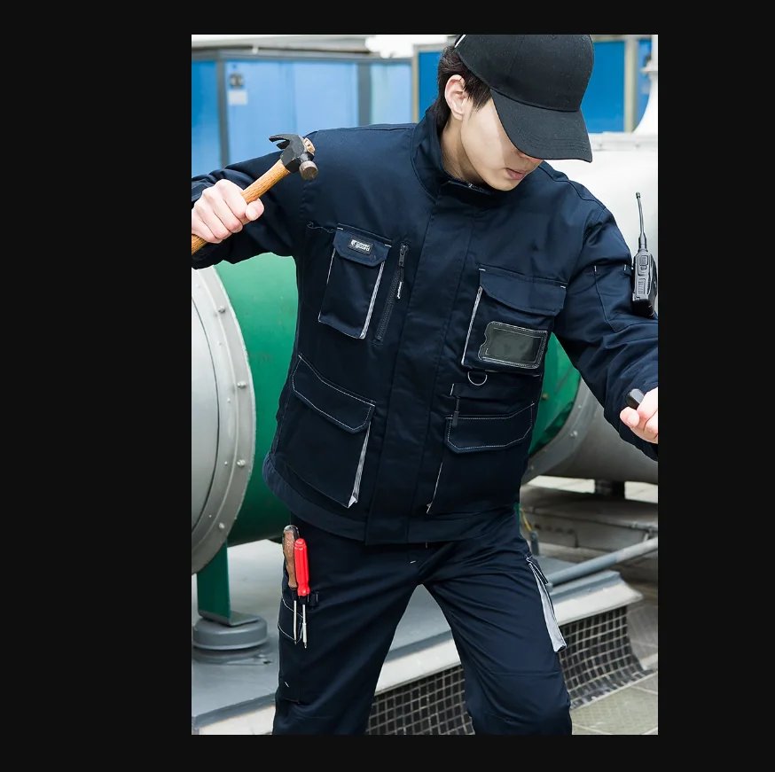 作業服男性用溶接スーツマルチポケット作業ベスト工場機械修理工ワークショップ耐久性のある制服作業つなぎ服