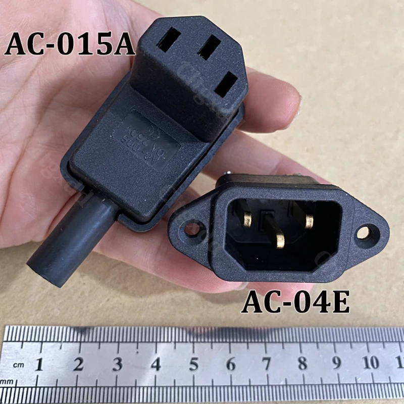 IEC C13 C14 AC-Steckdosenverbinder 10A 250V AC-015A AC-04E Panelmontage 3-poliger Stecker und Buchse für Netzteilgehäuse – Detail 5
