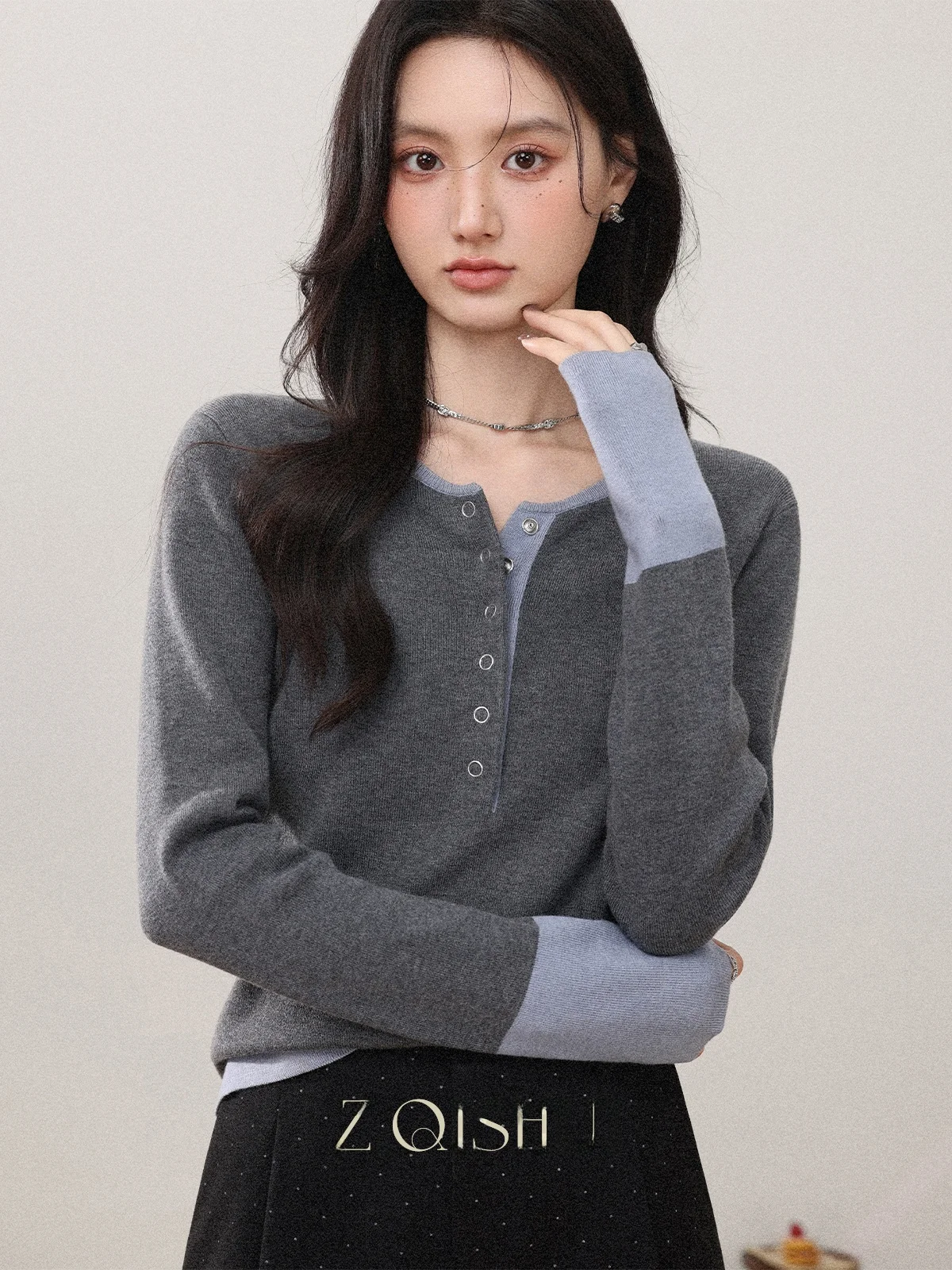 

Женский вязаный свитер с круглым вырезом, базовый слой, внутренняя одежда, с эффектом утепления, свободный крой, топ в стиле Small Fragrance