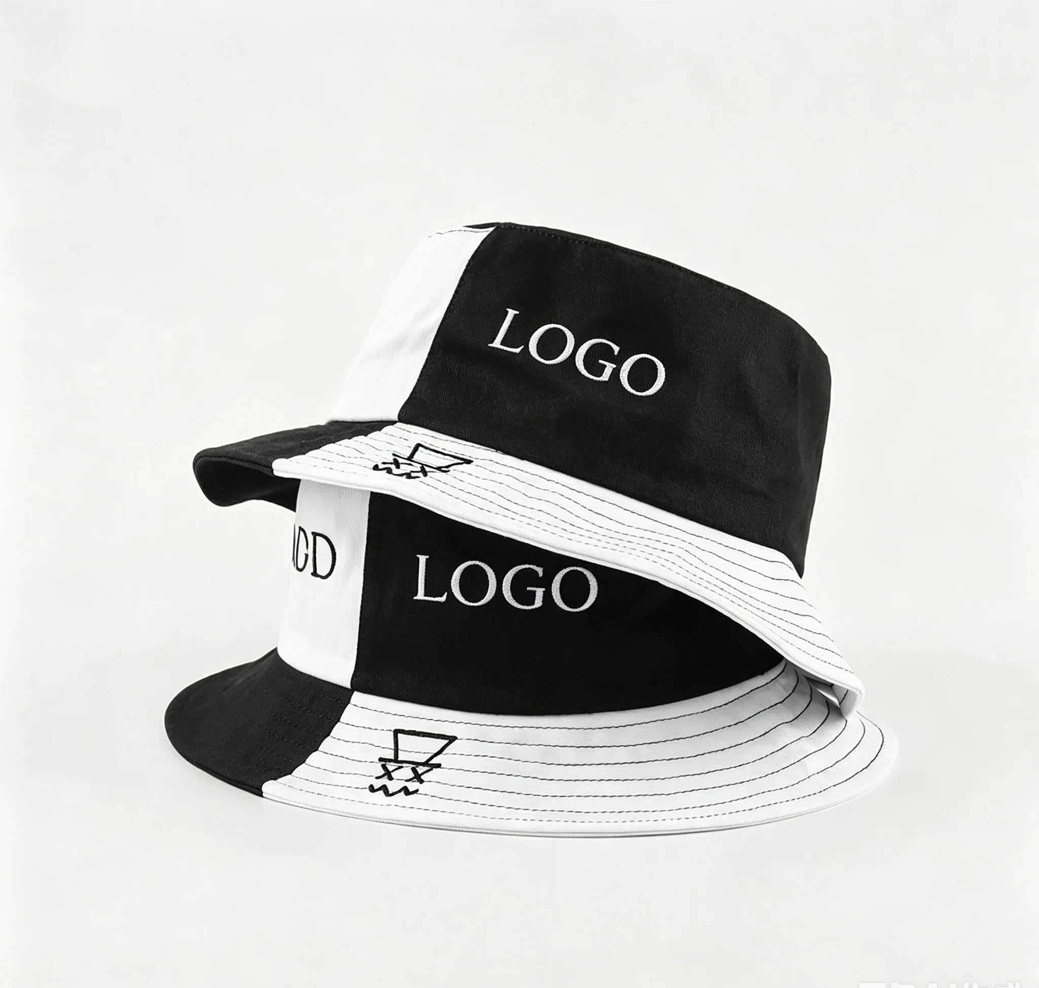 Customizable Wholesale Black White Cotton Fishermen's Hats Winter Embroidery Logo Cap Unisex Vintage Style Headwear