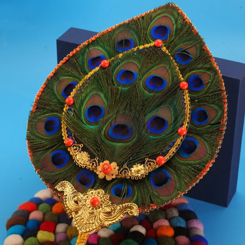 Tibetan Nepalese Craft 7/18 Eye Peacock Feather Fan Household Buddhist Temple Water Purifier Feather Decoration Handicraft - view 3