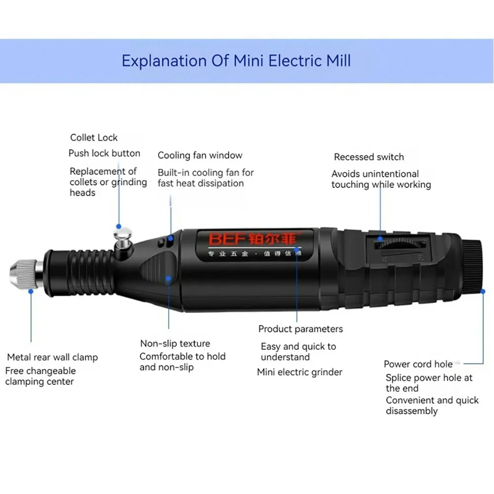 13W 12V Engraver Electric Grinder Small Handheld Polished Jade Carving Tool Household Multi-Function Grinder Mini Electric Drill