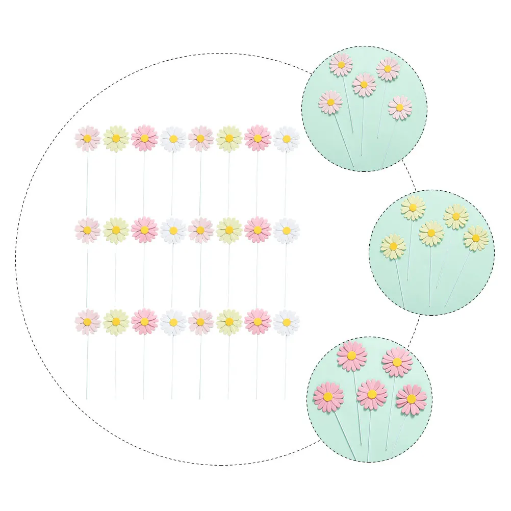 

40Pcs Daisy Flower Cupcake Picks Cake Toppers Floral Decorations Colorful Party Birthday Wedding Cake Daisy Cupcake Toppers