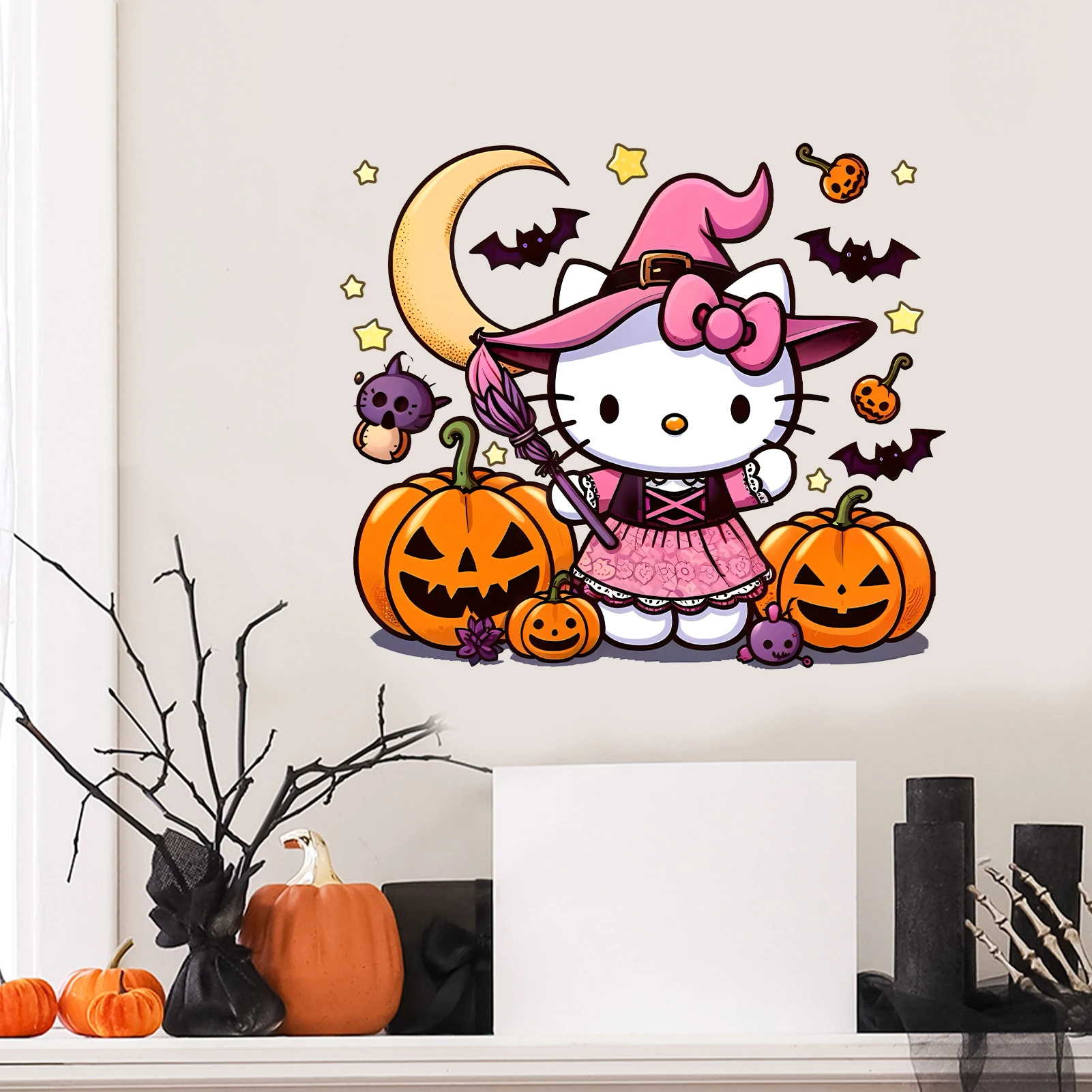 سانريو هالوين الديكور HelloKitty اليقطين الساحرة / مصاص دماء الرعب جو ملصقات الزخرفية، ملصقات جدار رائعة