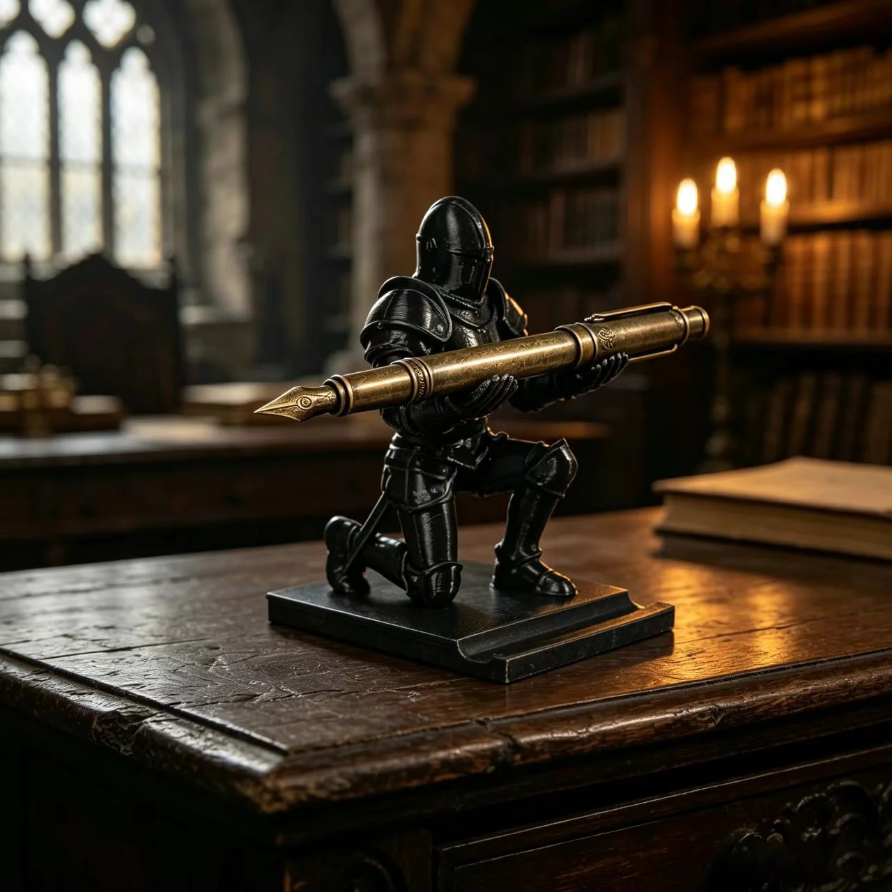 Medieval Dark Knight Pen Holder Creative Art Pen Holder Desktop Pen Storage Rack Warrior Decoration Craft Desktop Ornament