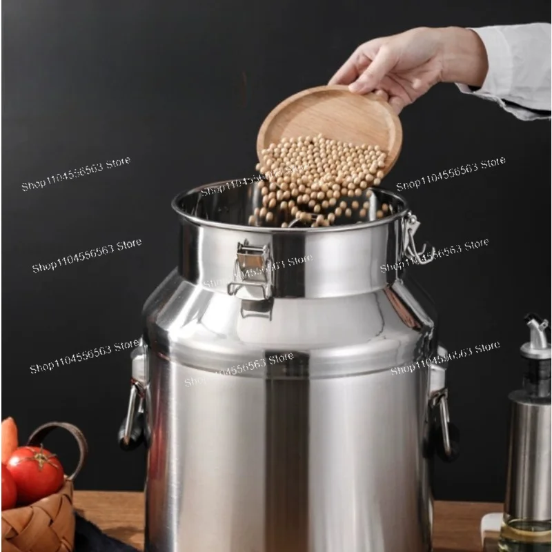 35L Stainless Steel Milk Can Silicone Seal Anti Scald Handle Tap Leak Proof Milk Storage Bucket For Home Commercial Use