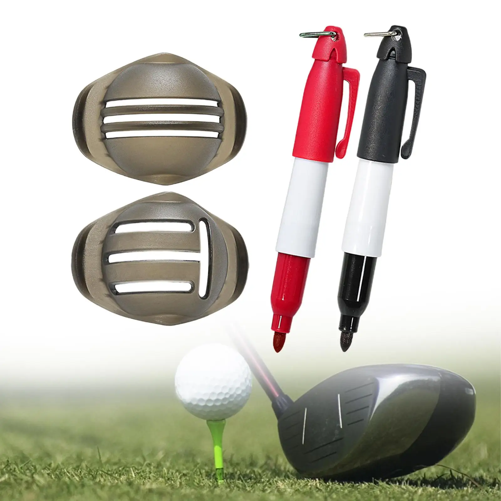 2x conjunto de marcadores de bola de golfe putter colocando ferramenta de alinhamento de bola de golfe para presente masculino