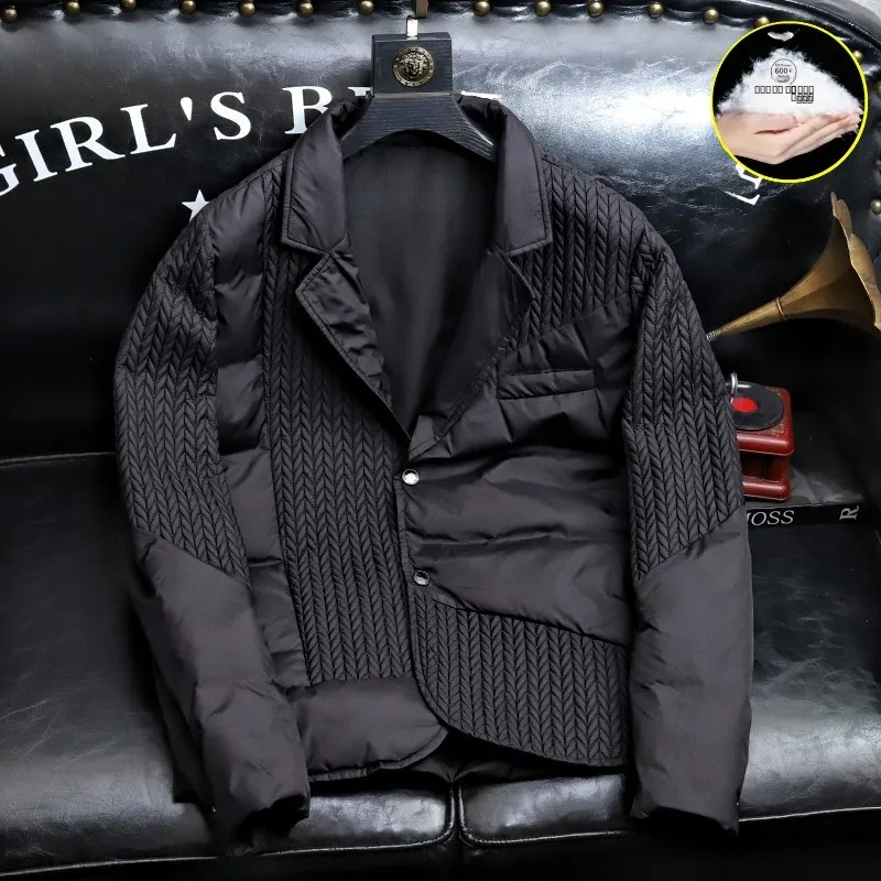 

Lightweight Slim Fit Du down Jaet Men's Winter 2024 New Ironl Wheat Ear Patterned Coated Fabric Youth Faion Outerwear