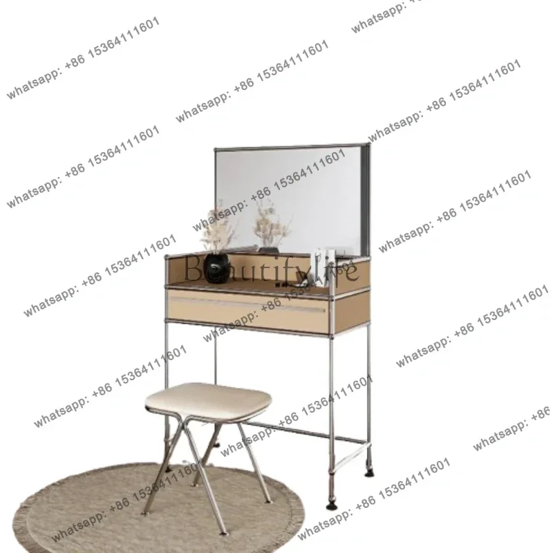 

Medieval Girls Woman Dresser Drawers Bedroom Vanity Makeup Table Small Mirror Apartment Integrated Stool Penteadeira Furniture
