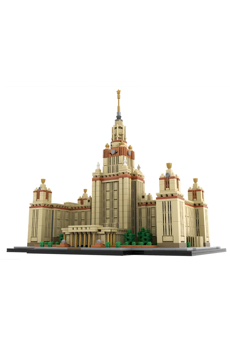 Gobricks MOC Moscow State University 1:800 Scale Building Blocks Model M. V. Lomonosov University Architecture Bricks Toys Gifts