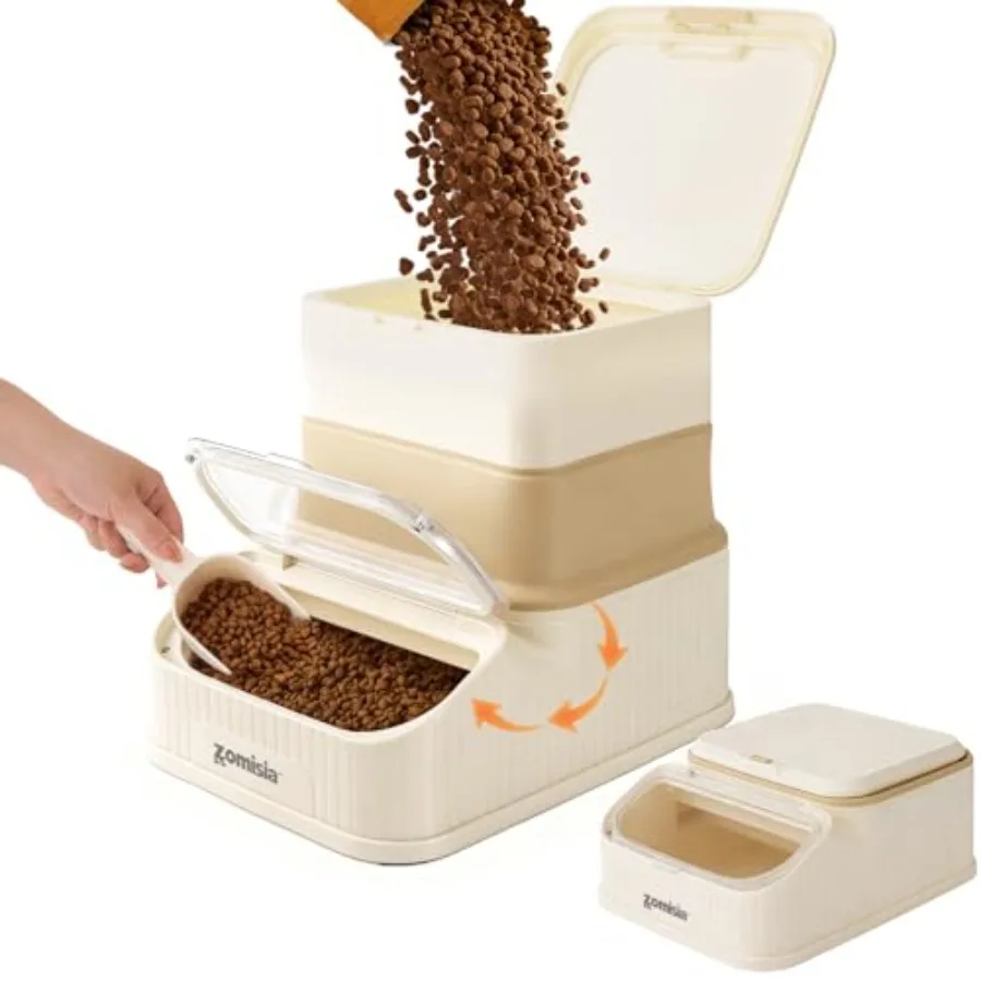 

Collapsible Dog Food Storage - First-in First-out Easy Dispense Base for Freshness Pet Food Storage Containers with Transparent