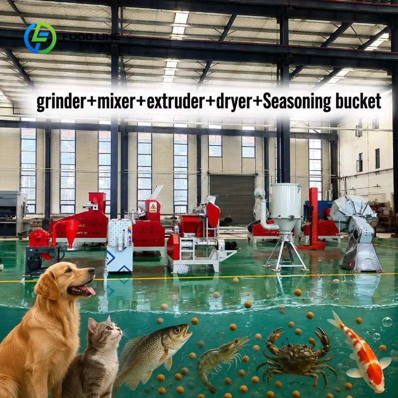 Customized 40~60kg/H Fish Feed Extruder Grinder Mixer Dryer Seasoning Machine Farm Use Shrimp Fish Feed Making Machine