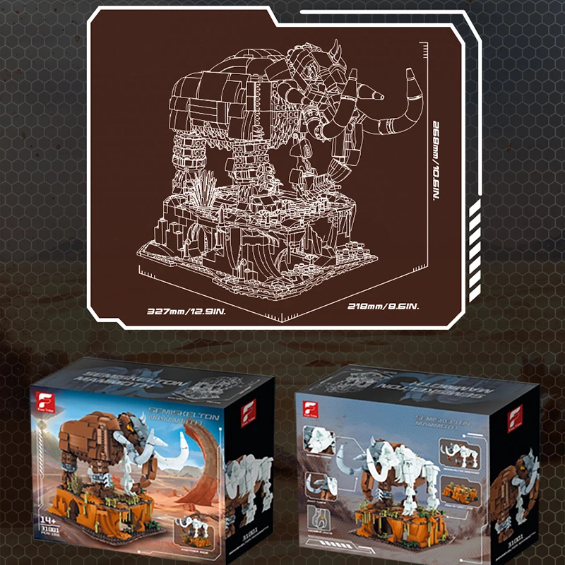 الإبداعية 1310 قطعة Semiskelton الماموث اللبنات الجوراسي نماذج للحيوانات مكتب منزلي الديكور تجميع الطوب لعبة هدية للطفل #6