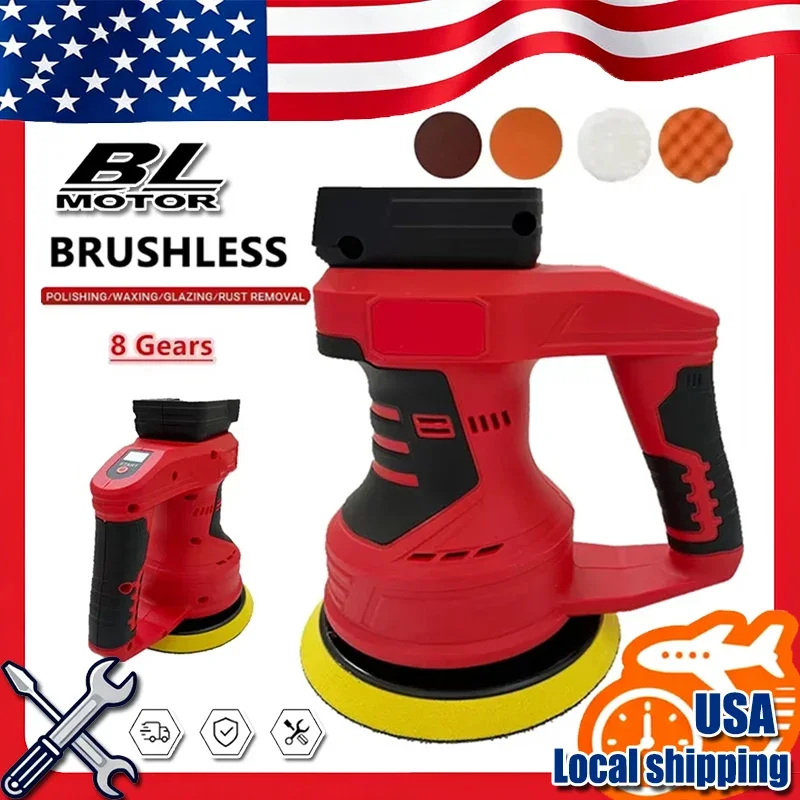 

Cordless Car Polisher 8 Gears Brushless Electric Polishing Machine Waxing Sanding Sealing Power Tools Fit Milwaukee 18V Battery