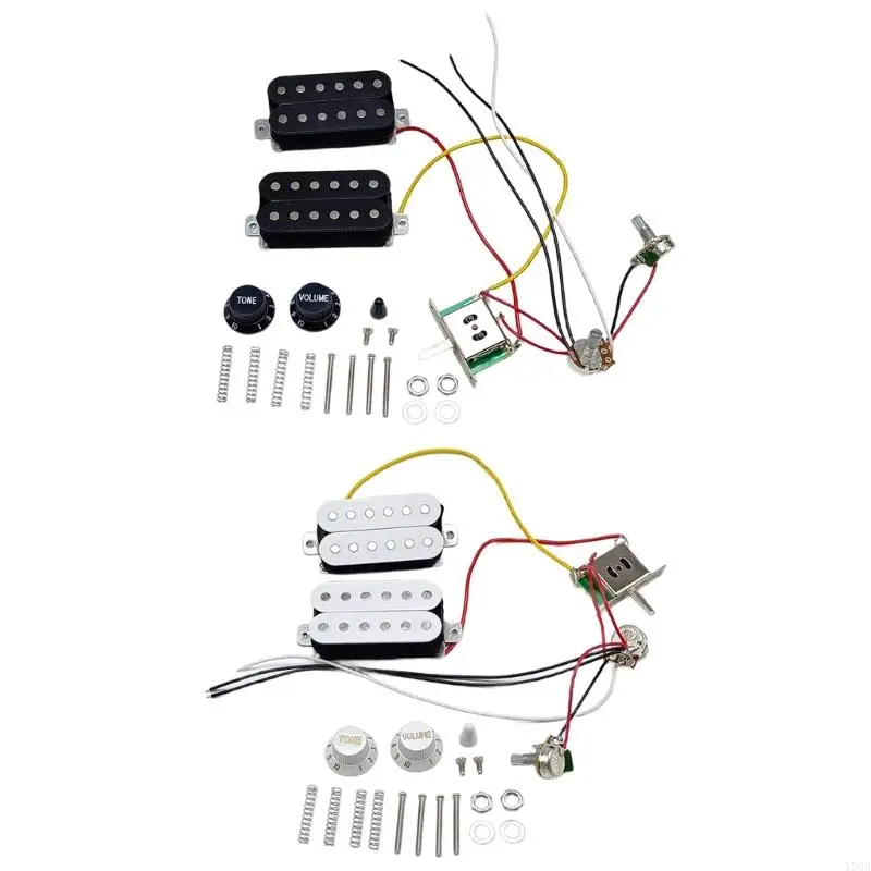 

Single Coil Pickups with Prewired Wiring Harness Set, 1 Volumes 1 Tone 5 Way Electric Guitar Replacement Part Set