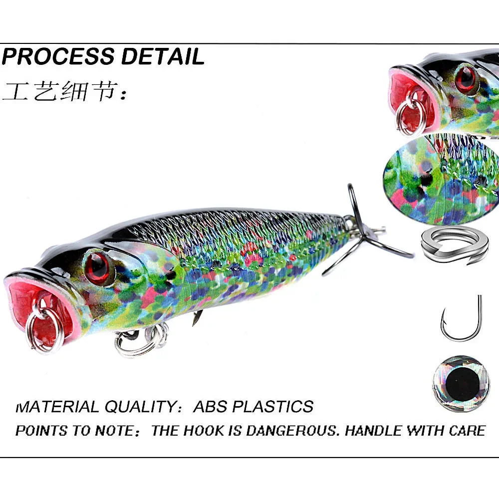 Collision Wave Climbing Road Sub Bait Floating 6.0g/6.5cm Fish Bait UV Printing Colorful Drawing Flipped Mouth White Bar