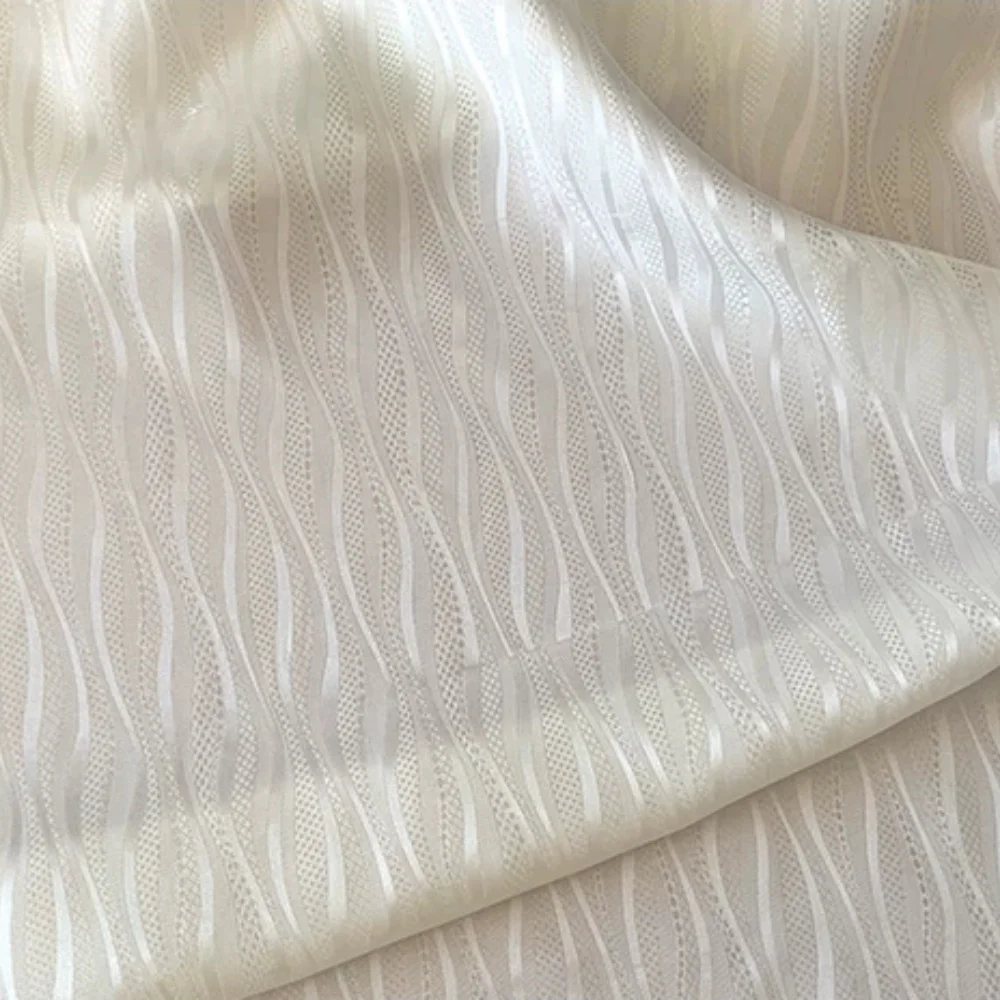 Hot Sales Embossed Vine Stripe Wave Pattern Smooth Relaxing Silk Jacquard Fabric for Women Summer Custom Dress Cloth Cheongsam
