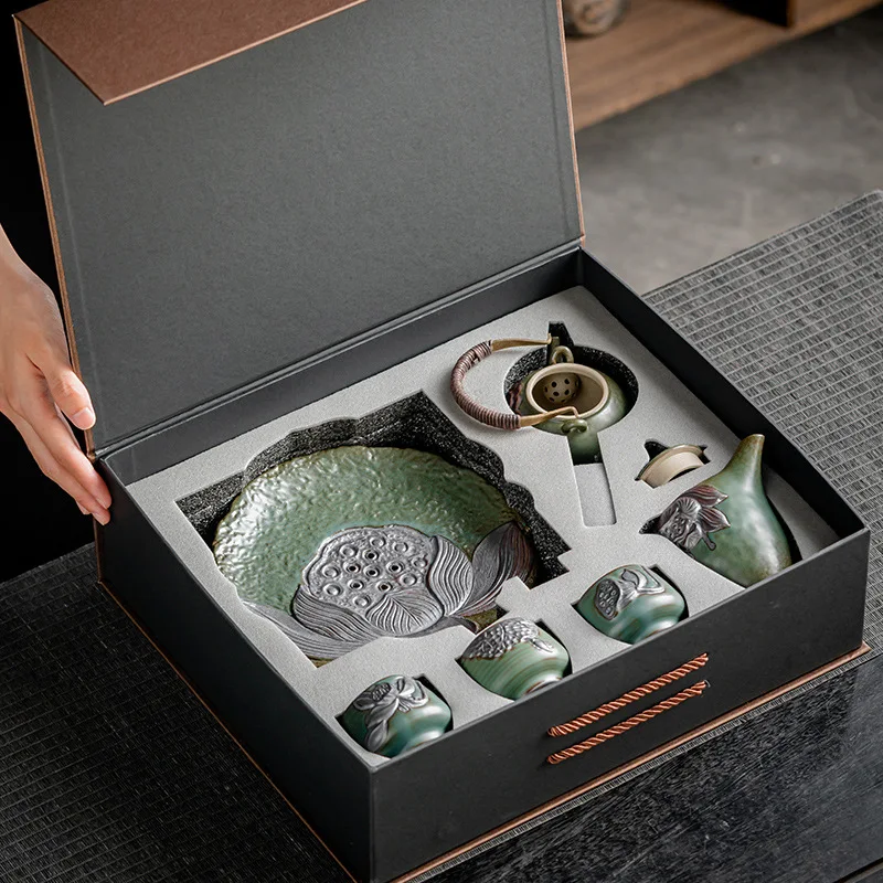 Vintage Teaware Suit Gift Chinese Kung Fu Tea Set Stoneware Teapot Chinese Tea Set Ceramic Tea Set