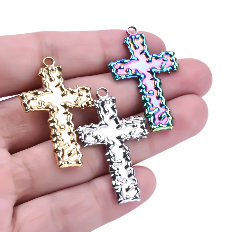 7pcs/Lot Cross Senior Fashion Pendant Colour Stainless Steel New Pendants No Fading 2024 Jewelry Making Diy Amulet Craft Fitting