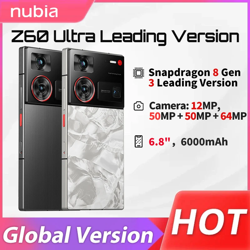 Nubia-Z60超一流スマートフォン,世界初公開,6.8インチ,Snapdragon 8 gen 3, 6000mAh,80W, IP68