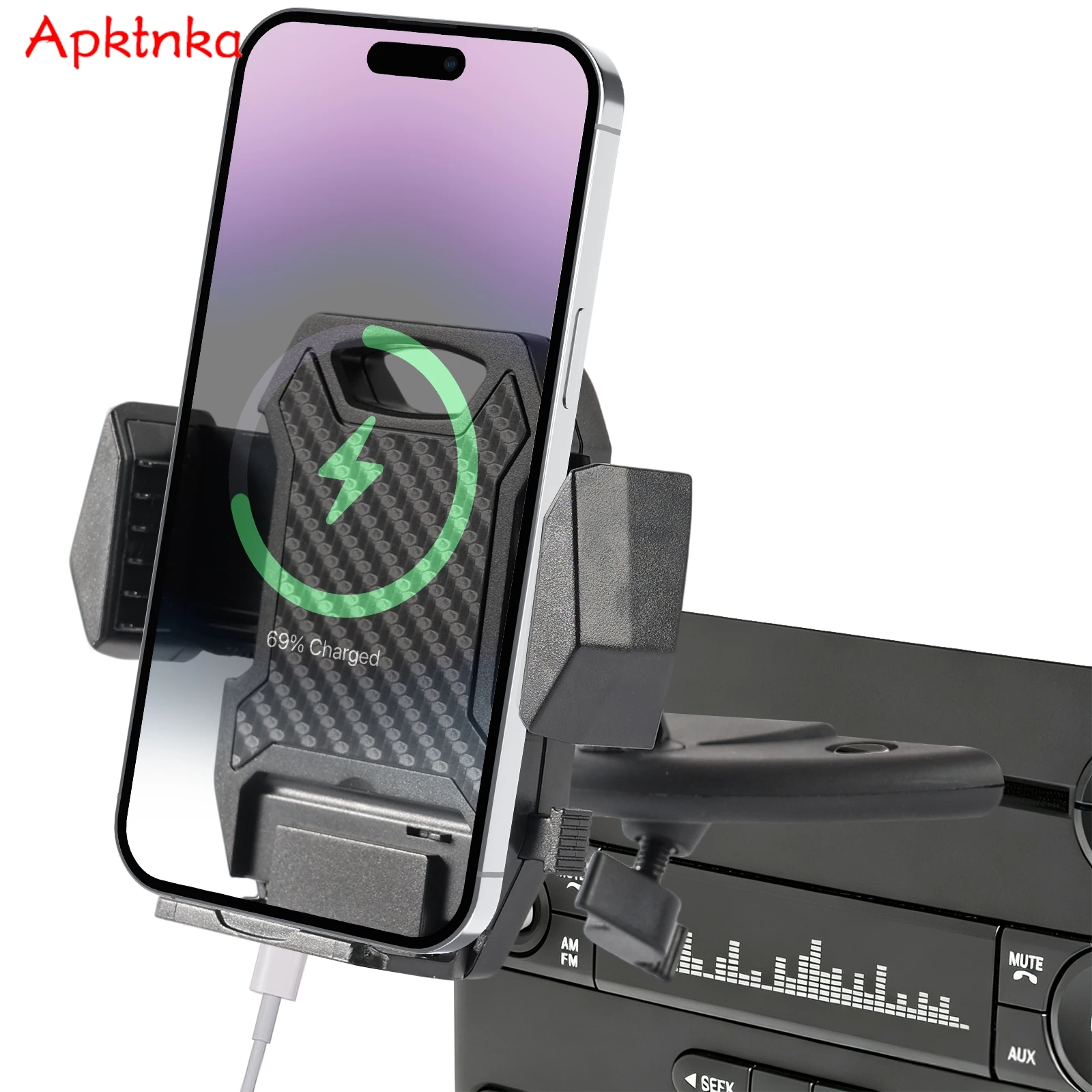 Suporte para celular com slot para cd de carro, operação com uma mão, suporte universal para celular, fibra de carbono, para iphone, android
