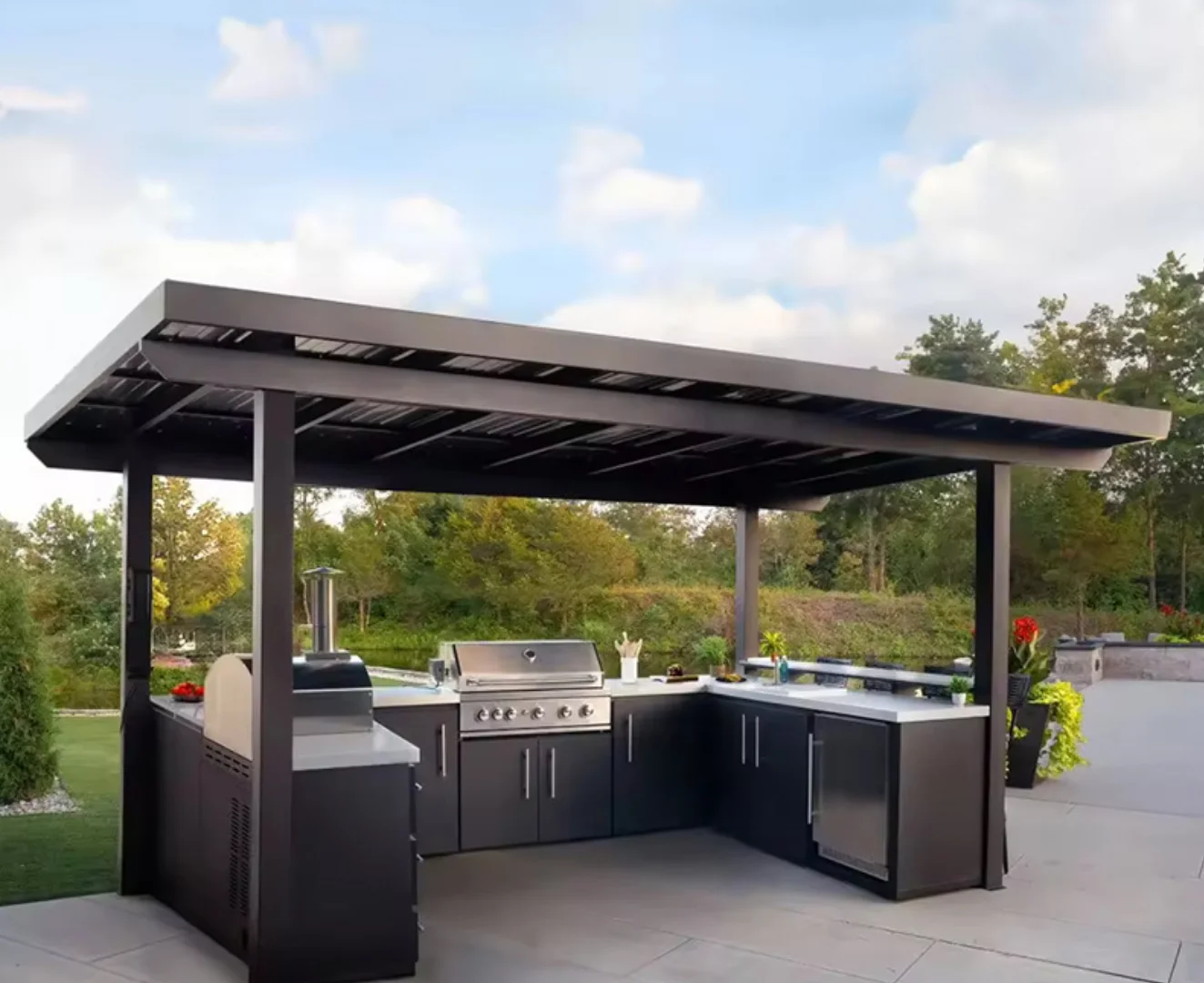 Manufacture Modular Stainless Steel Outdoor Kitchen BBQ Island BBQ Grills Complete Set Customized Outdoor Kitchen Cabinets