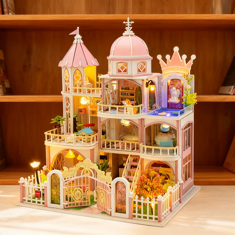 Neues handgefertigtes DIY-Miniaturhaus – 3D-Dekoration für die Hausmontage, Fantasy-Schloss-Modellbausatz, kreatives Geschenk