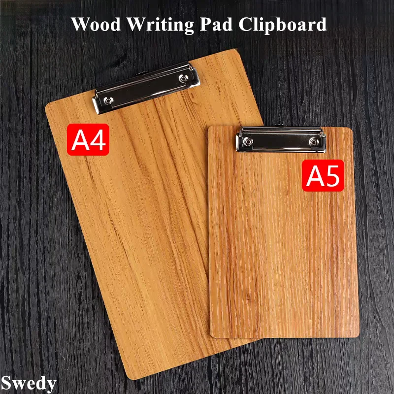 7 PCS A4 Letter Size Wooden Writing Pad Clipboard Menu Paper Holder Clip Board Nurse Student Writing Pad File Document Clipboard