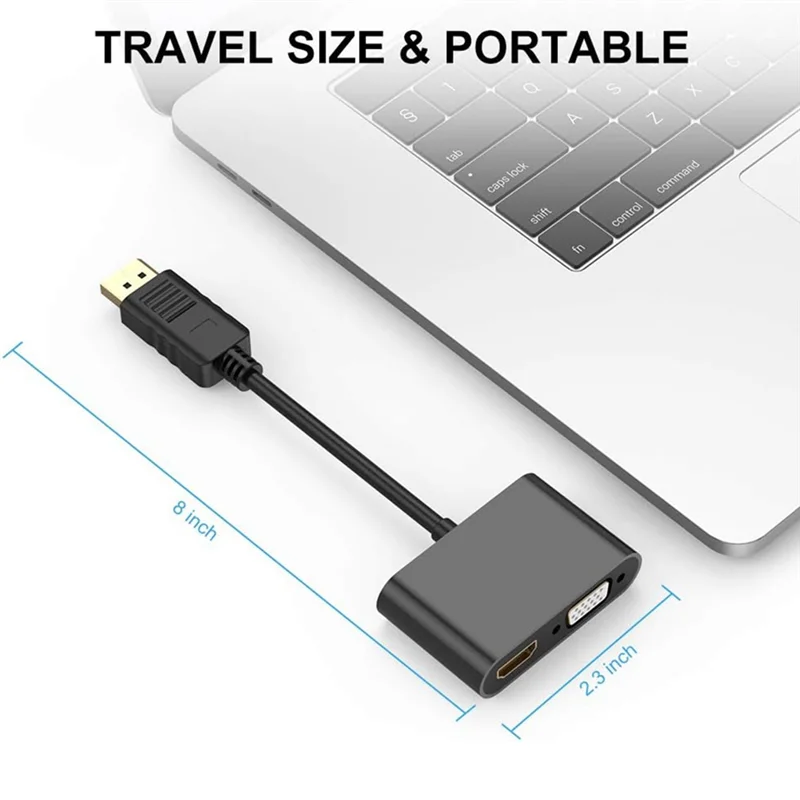 Displayport から VGA + HDTV コンバータコンピュータモニターアダプタケーブル DP ドッキングステーションデュアルスクリーンディスプレイコンバータ付き