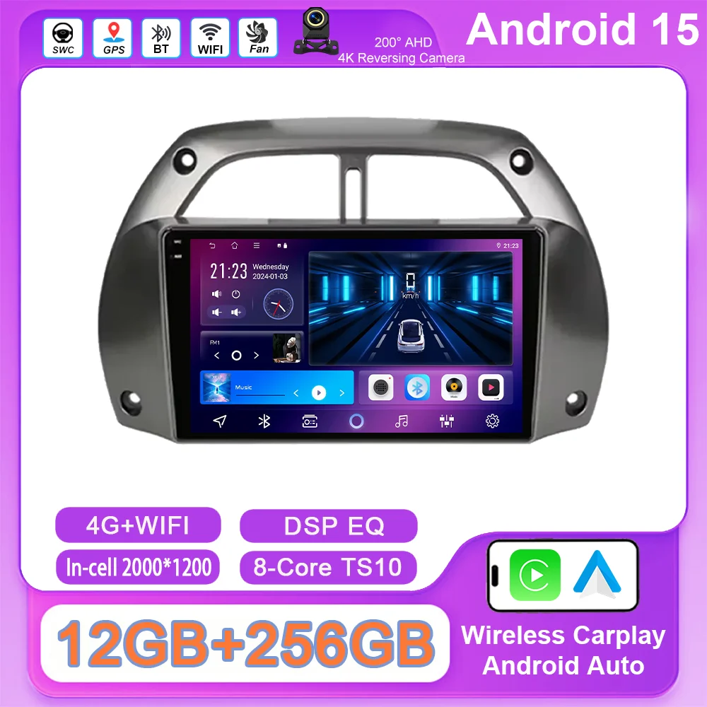 

Android 15 For Toyota RAV4 RAV 4 2001 -2006 GPS Navigation Auto Radio Stereo Multimidia Player 4G wireless Carplay NO 2DIN DVD