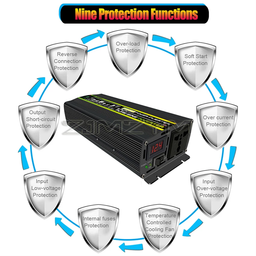 8000/6000W Pure Sine Wave Inverter Smart Digital Display Car Outdoor Power Outage DC12/24V to AC 220V Power Inverter