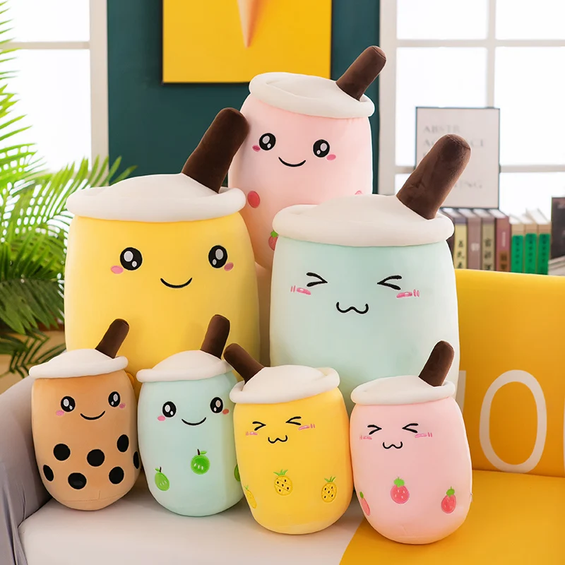 Cute Boba Milk Tea Plushie Toy Soft Stuffed Latte Americano Coffee Taste Milk Tea Hug Pillow Balls Bubo Tea Cup Cushion For Kids