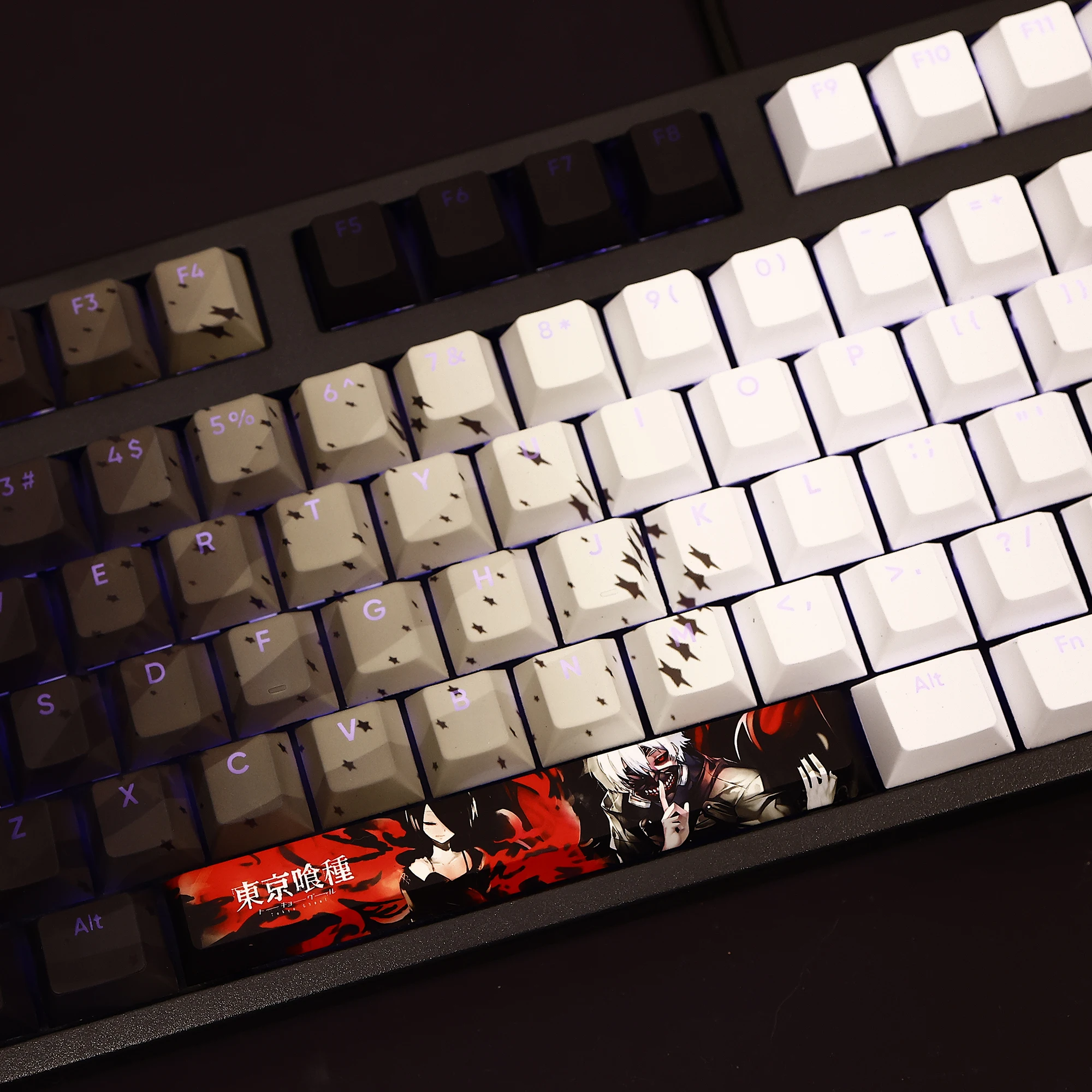 Prefektura tokio ghoul poškrabané japonský styl šifrovací klíč čepice 108keys PBT nestandartní třešeň profilu klíčenka pro herní mechanická klávesnice šifrovací klíč čepice dar