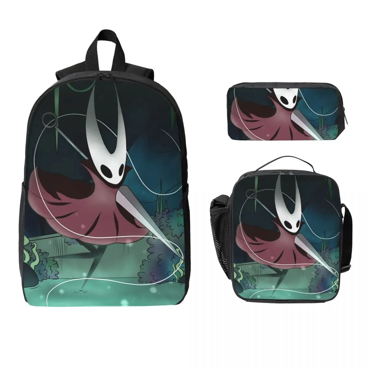 Hollow Knight Backpack Student BookBag School Bag Laptop Shoulder Bags 3ps Insulated Lunch Bag Pencil Case