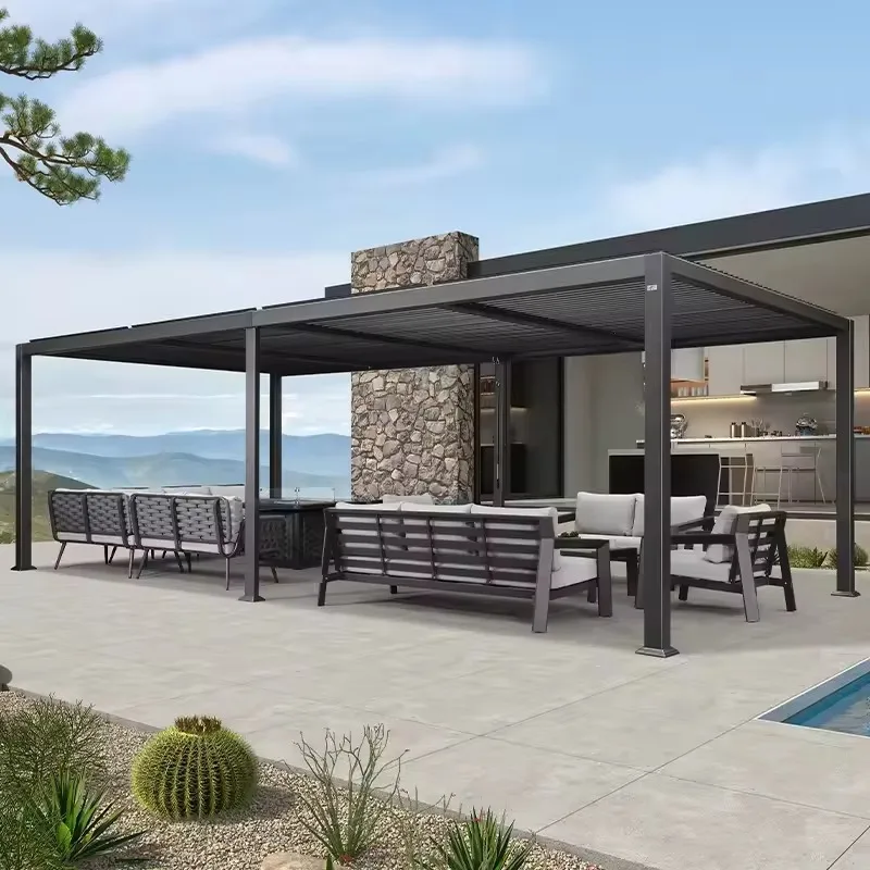Waterproof and durable aluminum louvered pergola, sun protection, bio-climate friendly