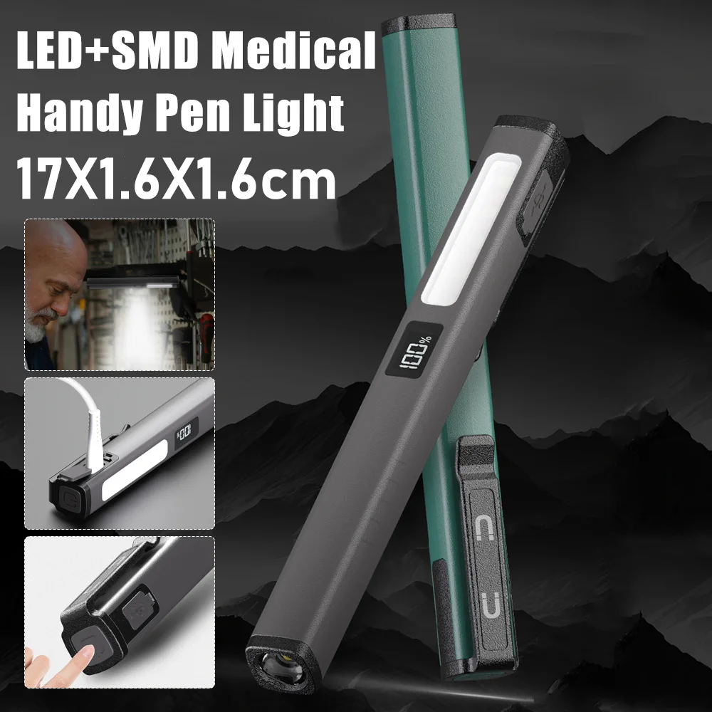 

LED+SMD Medical Handy Pen Light Work Inspection Flashlight USB Charging 120LM Medical Pen Flashlight for Doctor Nurse Diagnosis