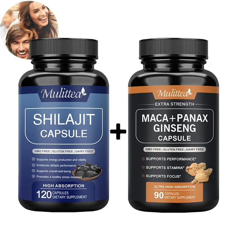 Mulittea Hot Sale 100% Organic Shilajit & Maca Capsules for Male Hormone Balance Energy  Supplement