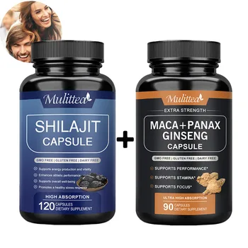 Mulittea 뜨거운 판매 100% 유기농 Shilajit & Maca 캡슐 남성 호르몬 균형 에너지 보충제
