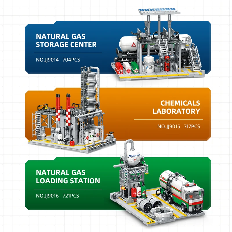 704PCS Chemische Anlage Serie Erdgas Lagerung Zentrum Labor Modell Montage kinder DIY Baustein Spielzeug